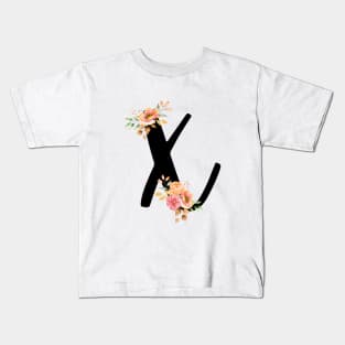 Letter X With Watercolor Floral Wreath Kids T-Shirt